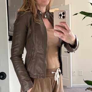 Express Taupe Faux Leather Jacket
